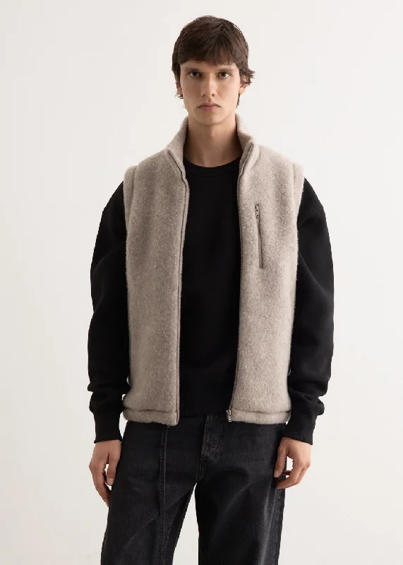 Men coats with a detachable faux - fur collar for a trendy and warm touch Undyed Wool Zip Vest Men coats with a detachable faux - fur collar for a trendy and warm touch Undyed Wool Zip Vest