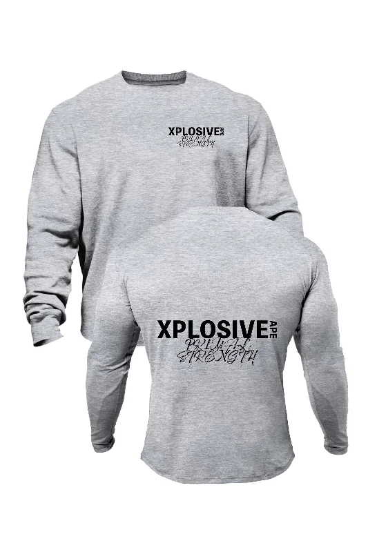 Plus - size men hoodie with a roomy fit for comfort XAPE Primal Strength Grafiti V2 Sweatshirt - Grey Marl Plus - size men hoodie with a roomy fit for comfort XAPE Primal Strength Grafiti V2 Sweatshirt - Grey Marl
