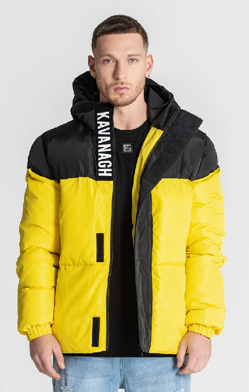 Men coats made from recycled materials for an eco - friendly choice Yellow Sauce Puffer Jacket Men coats made from recycled materials for an eco - friendly choice Yellow Sauce Puffer Jacket