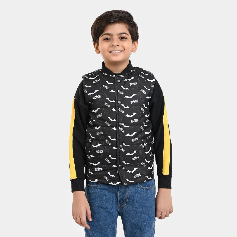 Men coats with a hooded design for added protection against the elements Boys taffeta Quilted Jacket Character - BLACK Men coats with a hooded design for added protection against the elements Boys taffeta Quilted Jacket Character - BLACK