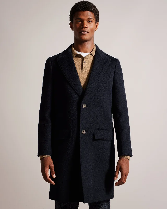 Men coats with a contrasting trim for a fashion - forward aesthetic Wilding Wool Blend Peacoat Men coats with a contrasting trim for a fashion - forward aesthetic Wilding Wool Blend Peacoat