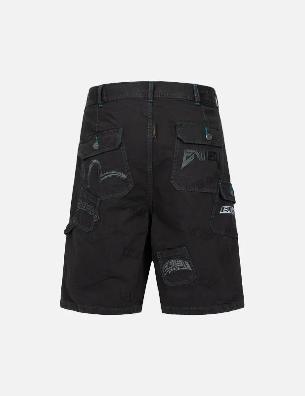 Allover Logo Jacquard Shorts with Multiple Pockets