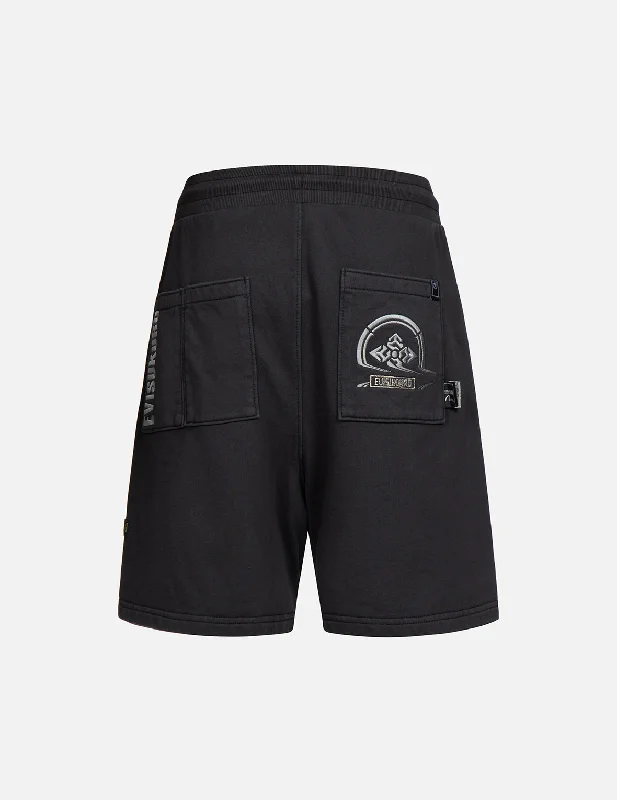 Distorted Kamon Embroidery Sweat Shorts