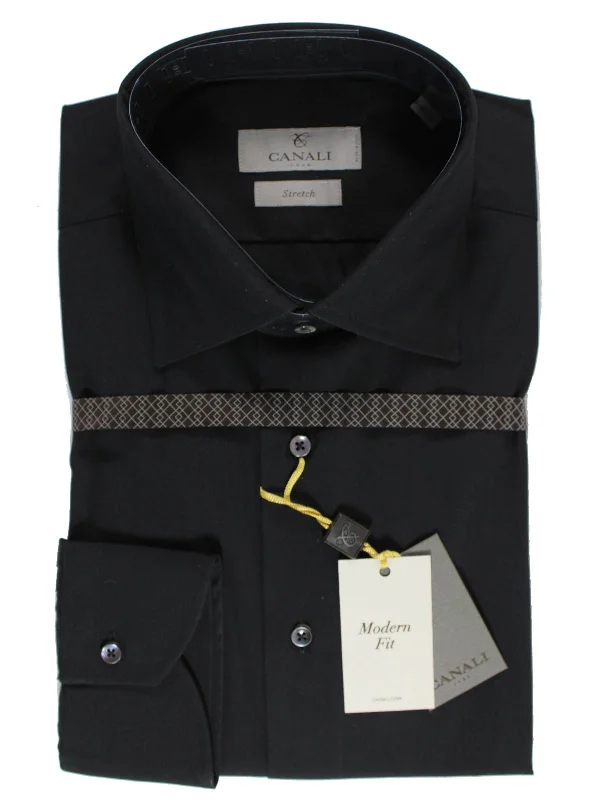 Canali Shirt Black Stretch - Modern Fit 41 -16 SALE