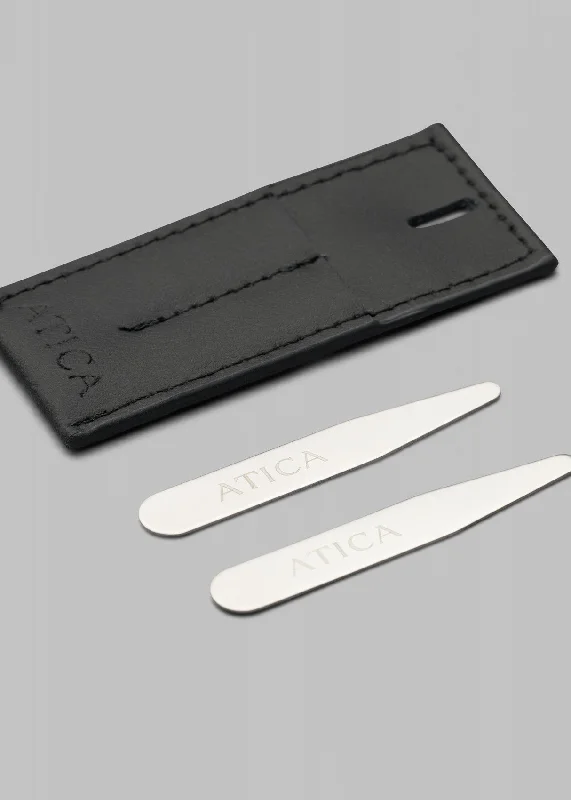 Metal Collar Stays in Leather Bag