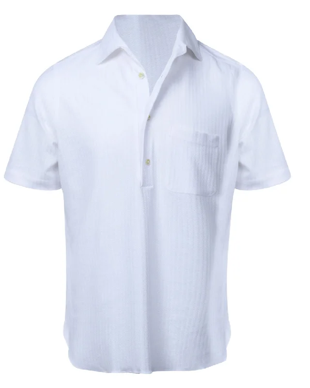 White Woven Piquet Sportshirt