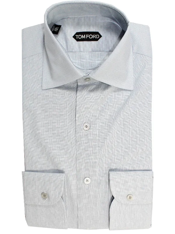 Tom Ford Shirt White Gray Check 39 - 15 1/2 Slim Fit SALE