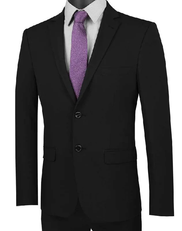 Ultra Slim Fit Stretch 2 Piece Suit Color Black