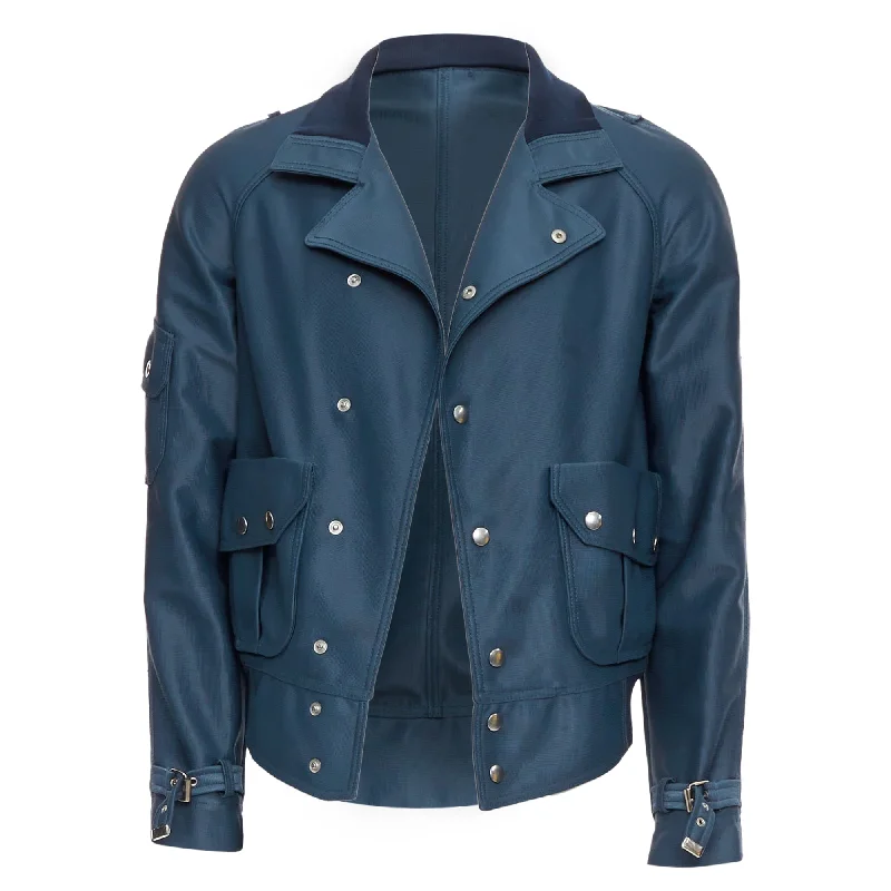 Balenciaga snap buttons cropped moto biker jacket