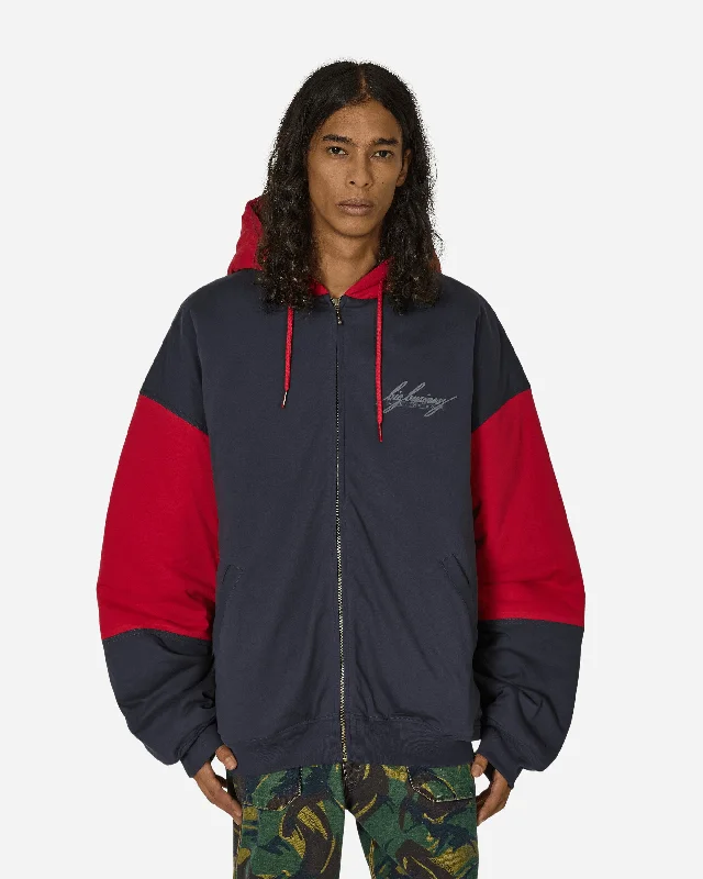 Quilted Zip Up Hoodie Navy