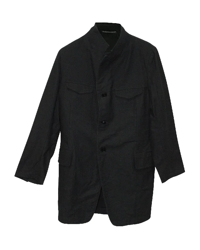 Yohji Yamamoto Pour Homme Single-Breasted Jacket in Black Cotton