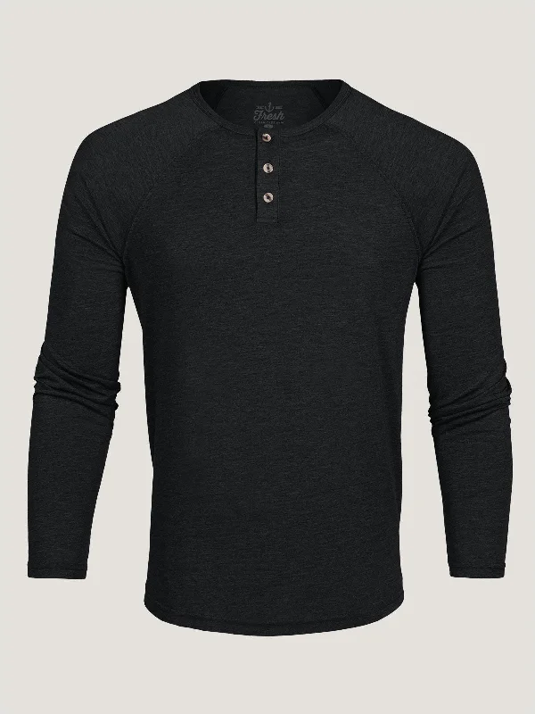 Black Slim Fit Long Sleeve Henley