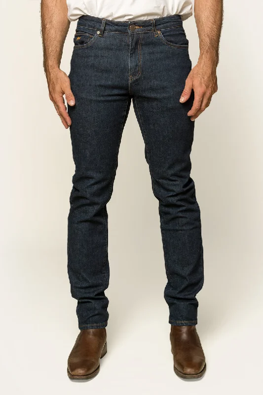 Burke Mens Tapered Slim Leg Jeans - Dark Blue