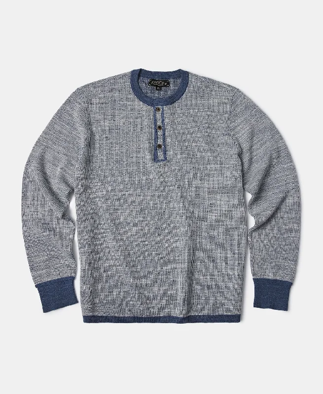 Indigo Heather Yarns Knitted Henley Shirt