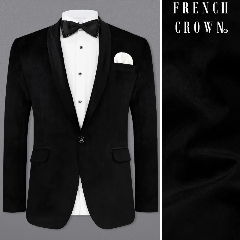 Jade Black Velvet Tuxedo Designer Blazer