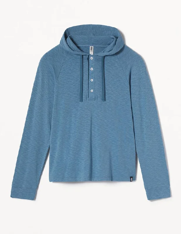 Low Tide Henley Hoodie: Denim Blue