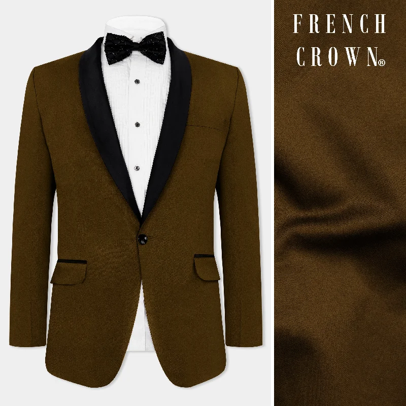 Metallic Bronze Brown Premium Cotton Tuxedo Stretchable Traveler Blazer