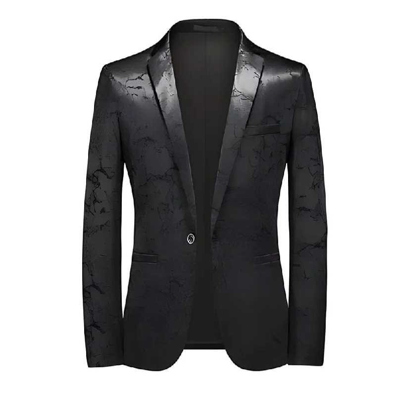 The Arnez Slim Fit Blazer Suit Jacket - Satin Black