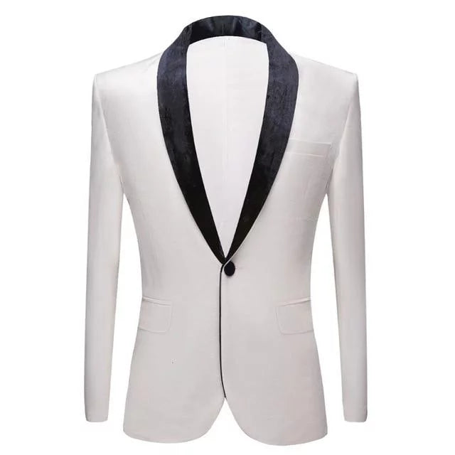 The Xavier Velvet Slim Fit Blazer Suit Jacket - Ivory