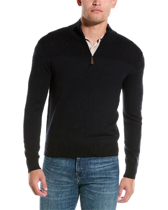 Bruno Magli Plaited 1/4-Zip Wool Mock Sweater