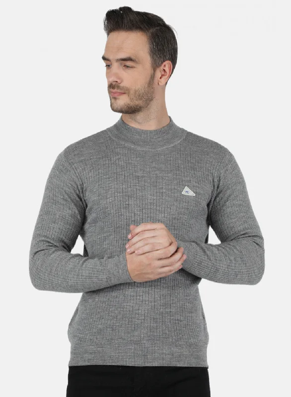 Men Grey Solid Pullover