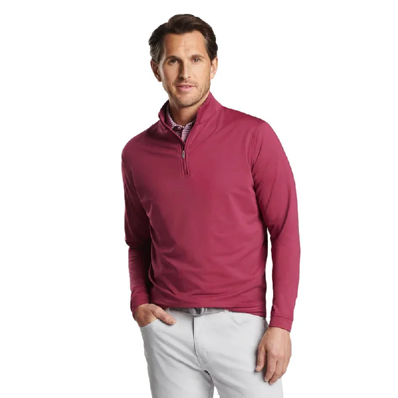 Peter Millar Perth Mélange Performance 1/4 Zip Pullover Sweater - Pomegranate