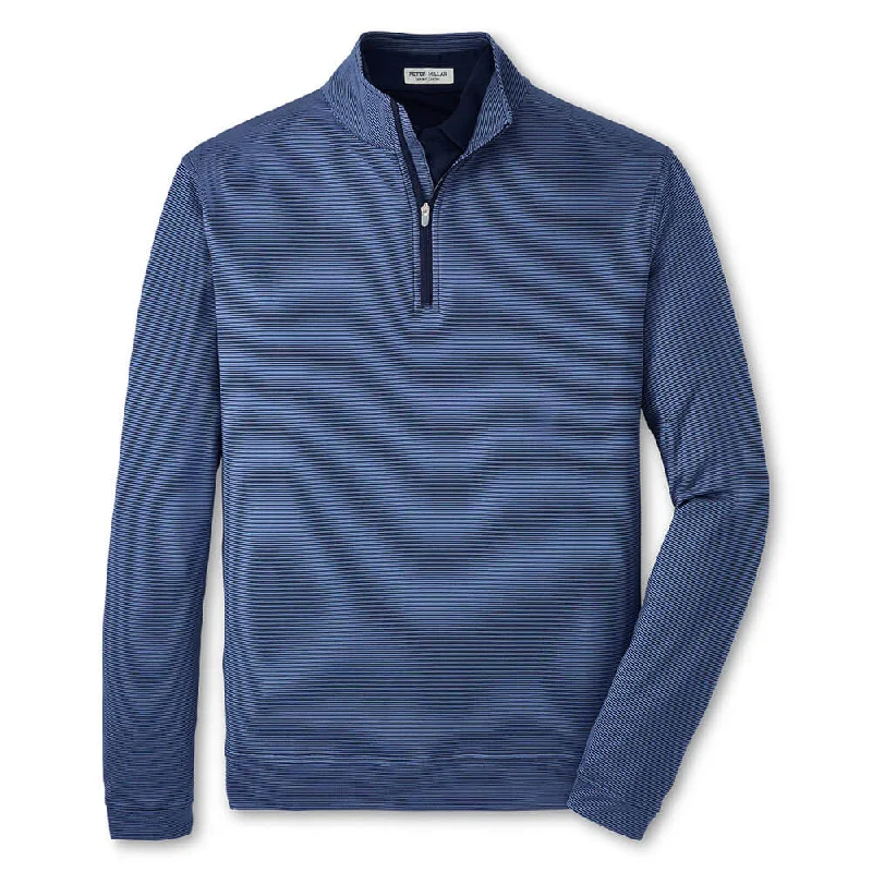 Peter Millar Perth Sugar Stripe Performance 1/4 Zip Pullover Sweater - Navy