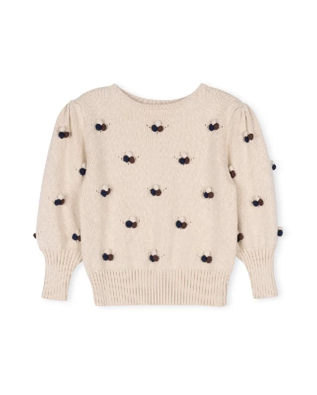 Tustello Oatmeal Cluster Pom Poms Sweater