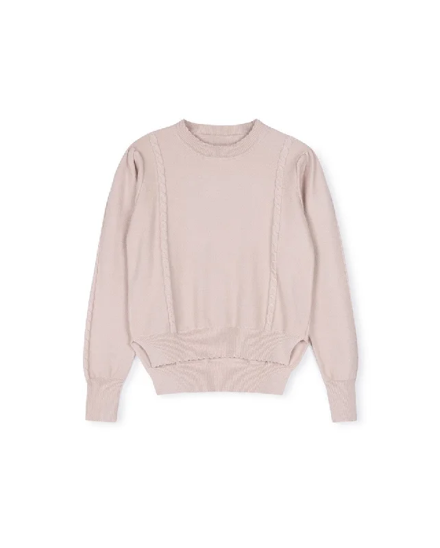 Tustello Oatmeal Walter Cable Knit Detail Sweater