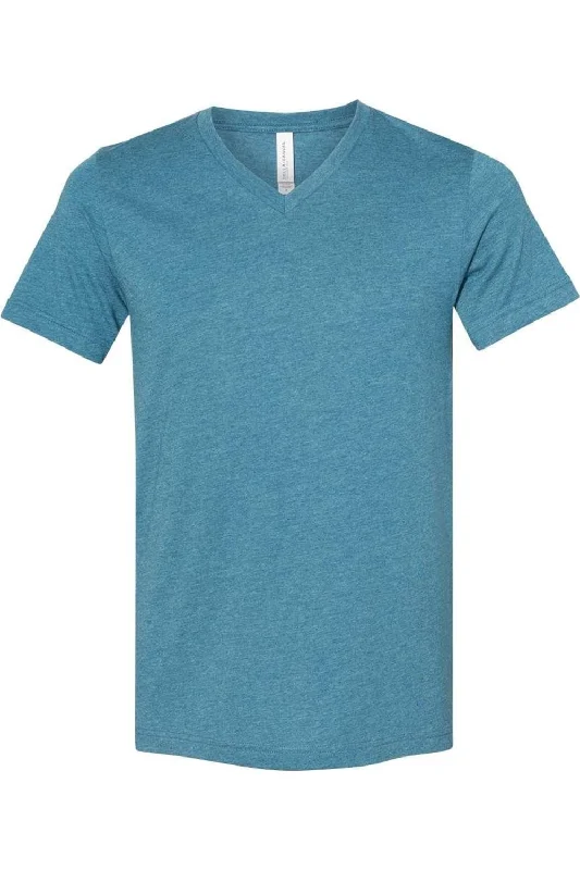 Men's slim - fit graphic t - shirts with vintage rock band printsBELLA + CANVAS Heather CVC V-Neck Tee Men's slim - fit graphic t - shirts with vintage rock band printsBELLA + CANVAS Heather CVC V-Neck Tee