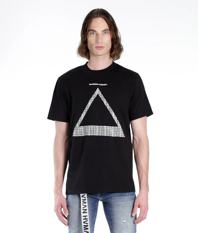 Men's tie - dye t - shirts with a bohemian styleNovelty Tee Triangle Transcend Hvmanity In Black Men's tie - dye t - shirts with a bohemian styleNovelty Tee Triangle Transcend Hvmanity In Black