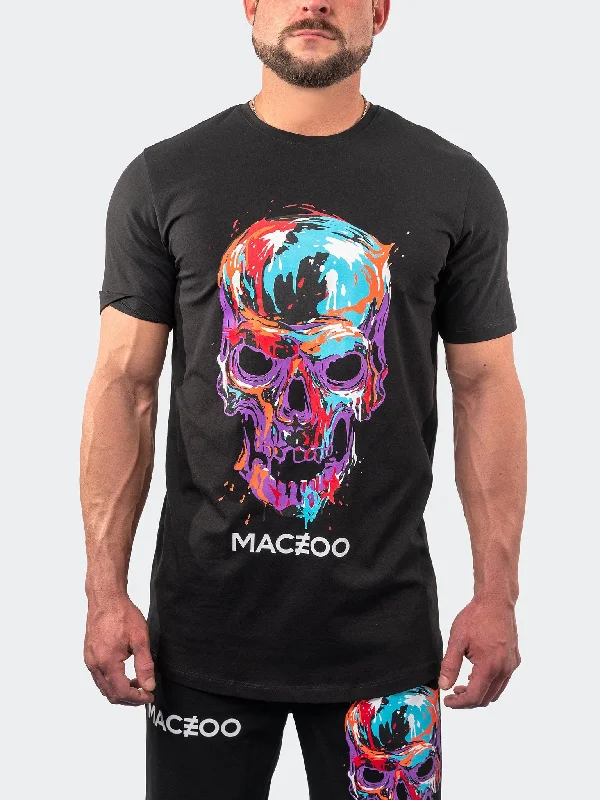 Men's ribbed t - shirts with a textured finish for added styleTee SkullPaint Black